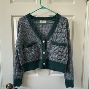 Listicle Gray and Green Women's Sweater